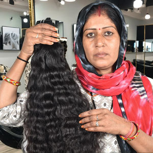 Cheveux humains naturels vierges bruts, paquets de trame de génie ondulés, vendeur non traité, cheveux humains indiens vierges de couleur noire - Product Image 3