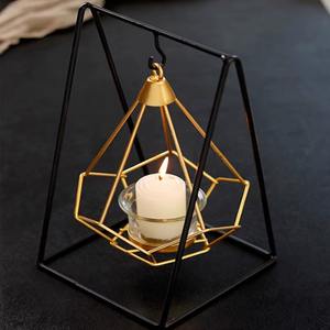 Portavelas Colgante de Metal Negro y Dorado de Primera Calidad con Copa de Vidrio y Base de Diseño, Ideal para Decoración de Interiores y Regalos - Product Image 4