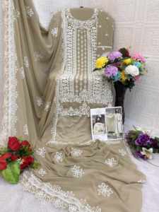 ชุดสาหรี่กามีซปักลายผ้าจอร์เจตต์ฟ็อกซ์ ฟอร์ เกออร์เจตต์ แบบกึ่งสำเร็จรูป สำหรับงานแต่งงาน งานดิวาลี และงานปาร์ตี้ - Product Image 4