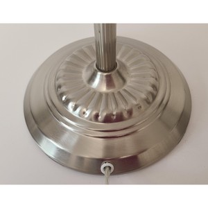 Oval Metal Table Lamp With Frosted Glass <b>Shade</b> Industrial Design <b>Silver</b> Base Pull Chain Switch - Product Image 2