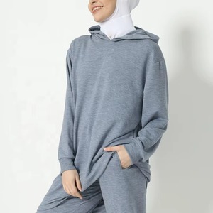 Modest Activewear <b>Set</b> Muslim Women <b>Plus</b> <b>Size</b> Casual Satin Waterproof Breathable Quick Dry Lightweight Long Sleeve Polyester - Product Image 1