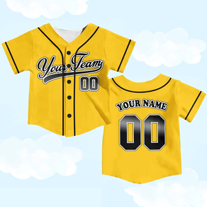 Camiseta de Béisbol Personalizada Naranja para Niños, Manga Corta, con Botones, Impresión de Nombre y Número del Equipo, Transpirable, para Todas las Temporadas - Product Image 2