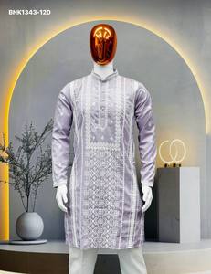Premium Collection Heavy Silk with Embroidery & Silver Sequence work Full-sleeve Man's Kurta-Payjama Collection Indian Supplier - Product Image 5