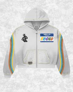 Brand Men's Oversized Hooded <b>Zip</b>-<b>Up</b> Sweatshirt Set Rainbow Print Streetwear Cotton French Terry Breathable Autumn Fit - Product Image 3