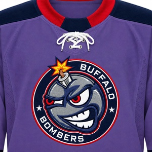 Maillot de hockey sur glace violet personnalisé, uniforme d'équipe sublimé, col à lacets, maillot d'entraînement en maille respirante, vêtements de sport pour hommes, cousu - Product Image 4
