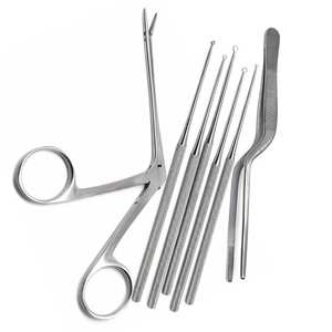 Juego Quirúrgico ENT Ortopédico para Extracción de Cera de Oído, 7 Piezas, Acero Inoxidable, Pinzas de Cocodrilo, Anillas para Oído, Pinzas de Bayoneta, Herramientas para Otoscopio - Product Image 2