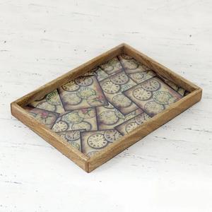 Bandeja de madera con estampado de selva tropical y tucán, bandeja decorativa rectangular con acabado antiguo para pedidos al por mayor. - Product Image 3