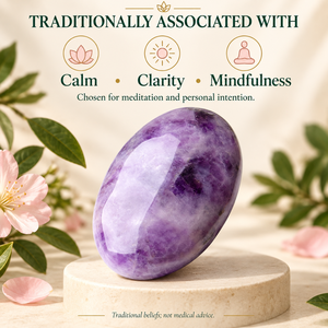 Amethyst <b>Crystal</b> Palm Stone Polished Oval Worry Stone <b>for</b> Feng Shui Healing Anti-Anxiety Relief Home Decor <b>Gift</b> - Product Image 4