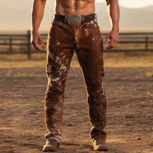 <b>Men's</b> High Waist Cowhide <b>Leather</b> <b>Pants</b> Casual Style High Quality Wholesale Solid Color Fashion Cow <b>Leather</b> <b>Pants</b> - Product Image 3