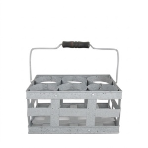 Organizador de utensilios de cocina vintage de metal galvanizado con asa de madera, soporte de hierro para cubiertos y almacenamiento de vajilla para el hogar - Product Image 6