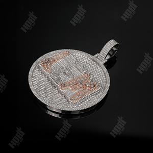 Colgante Personalizado con Nombre en Moissanita Helada, Plata de Ley 925, Lujo para Hombre, Estilo Hip Hop, Baño de Rodio, Engaste de Garra, Certificado GCI IDGL - Product Image 3