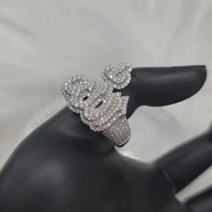 925 Sterling Silver Gold Plated <b>Iced</b> Out Cluster Allah Engagement Hip Hop Style Wedding <b>Ring</b> Special Occasion Anniversary Gift - Product Image 2
