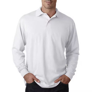 Top Quality Custom Printed Men Solid Canvas <b>Long</b> <b>Sleeve</b> for <b>Shirts</b> Polyester/Cotton Fabric <b>White</b> Color OEM Service Polo <b>Shirts</b> - Product Image 2