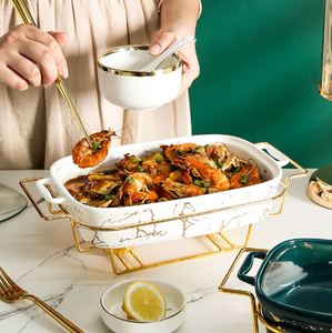 Recipiente para calentar comida árabe, color mármol dorado, de cerámica, para buffet - Product Image 2