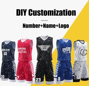 Ensemble de maillots de basket 100 % polyester, tendance, respirant, pour hommes - Product Image 2