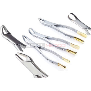 Premium German Dental Extracting Forceps Set #150 #151 #23 with Gold Handle Stainless Steel Dental Extraction Forceps - Product Image 1