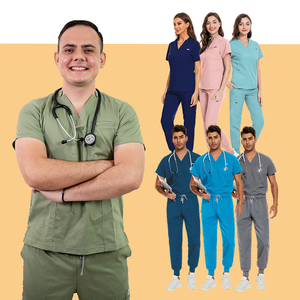 Niaahinn 42032 Conjuntos de Uniformes Médicos Elásticos para Hombre y Mujer en Gris, Borgoña y Azul Marino, Estilo Jogger - Product Image 3