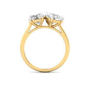 Round and Pear Cut CVD Lab Grown Diamond Luxury Wedding Engagement <b>Ring</b> in 10K Gold Plated for Women - Product Image 2