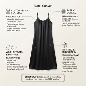 Elegant Black Satin 100% Silk V-neck Elastic Waist <b>Sleeveless</b> Nightgown Loose Fit Knee Length Solid Color Thermal Plus Size - Product Image 5