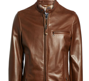 Men's Brown PU Casual Garment Dyed Moto Jacket <b>Turtleneck</b> Collar Zipper Closure Regular Fit Winter Wear - Product Image 1
