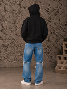 Custom <b>Men's</b> Double Balaclava Hoodie Polyester Cotton Full Zip Streetwear Jacket Casual Style With Attached <b>Face</b> Cover And Cuffs - Product Image 6