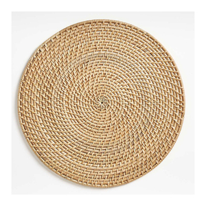 Modern Round Rattan Placemat Scalloped Flower Design Handwoven Wicker Table <b>Mat</b> Heat Resistant Charger <b>Plate</b> For Boho Wedding - Product Image 2