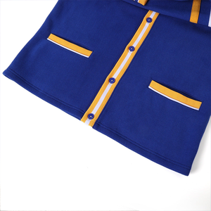 Oakwood Blue & <b>White</b> Fleece Thick Winter Varsity <b>Cardigan</b> Sweater V Neck Button Knit Ribbed Cuffs Unisex Retro Streetwear - Product Image 6