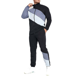 Men's Black Tracksuit Full Sleeve Crew Neck Solid Color Casual Autumn Wear Breathable <b>Polyester</b> <b>Jogger</b> Pants With Side Pockets - Product Image 1