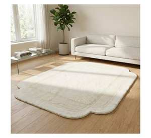 Alfombra hecha a mano de alta gama con forma irregular única, textura 3D minimalista y artesanía tufted a mano, tendencias modernas de decoración para el hogar de alta gama. - Product Image 3