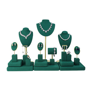 Dark Blue Microfiber Simple Jewelry Display Stand with <b>Necklaces</b> Earrings <b>Rings</b> Holder for Shops Cases & Displays - Product Image 3