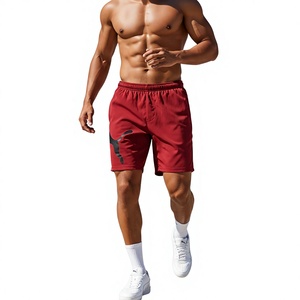 For Men's Red Sport Shorts Front Logo Mid Elastic Waist Quick Dry Solid Color Digital Printed Woven Polyester - Product Image 6