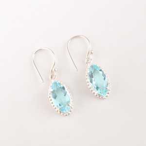 Sky Blue Topaz Drop Earrings Sterling Silver Women's Jewelry Handmade Luxury <b>Gift</b> <b>Her</b> Elegant Fashion Accessories <b>for</b> Party - Product Image 1