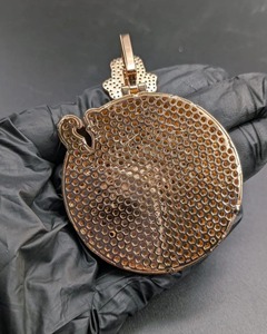 Pendentif de bijoux fantaisie en argent 925 plaqué, thème monétaire, avec micro-incrustations de strass en cristal, style Hip Hop, breloque unisexe - Product Image 5