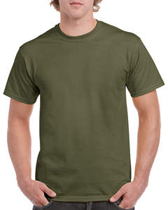 Camiseta de Manga Corta para Hombre, Cuello Redondo, Color Verde Oliva, Corte Regular, Color Sólido, Informal, Tejido de Punto, Algodón - Product Image 5