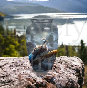 Urna funeraria grabada con diseño de pavo real bailarín para guardar cenizas, urna conmemorativa para cenizas humanas, recuerdo decorativo. - Product Image 3