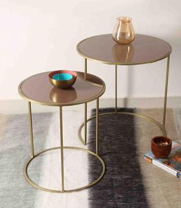Modern Brass Side <b>Table</b> Set With Tempered Glass Top For Living Room Furniture - Product Image 1