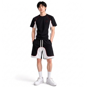 Conjunto Deportivo Casual para Hombre, Personalizado OEM, Transpirable, con Bloques de Color, Camiseta y Pantalones Cortos, Poliéster/Algodón, Secado Rápido, Corte Regular, 220GSM - Product Image 1