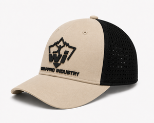 Gorra de malla beige y negra personalizada, unisex, transpirable, para exteriores, con visera curva y logotipo personalizado - Product Image 4