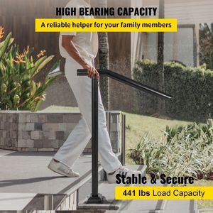 Corrimano per Scale in Ferro Nero da 3 Piedi, Robusto Corrimano ad Arco Montato a Pavimento per 2-3 Gradini, Uso Interno ed Esterno - Product Image 6