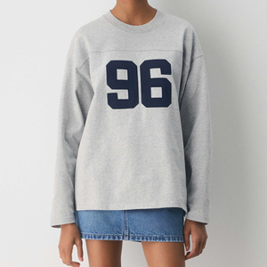 T-shirt en coton tricoté surdimensionné vintage de haute qualité à manches longues pour femme, personnalisable avec logo sur le devant, respirant, idéal pour l'été - Product Image 4