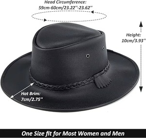 GENERSA SPORTS Chapeau de cowboy noir en polyester unisexe à large bord réglable pour l'extérieur, décontracté, toutes saisons, taille adulte - Product Image 4