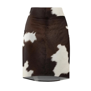 Falda de cuero genuino hecha a mano para mujer, estilo western con pelo de vaca, estampado de vaca, precio económico, OEM - Product Image 1