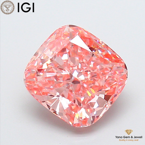 เพชรทรงสี่เหลี่ยมคุชชั่น น้ำหนัก 3.00 กะรัต พร้อมใบรับรอง IGI ความสะอาดระดับ VS1 สีชมพูแฟนซีสดใส เพชร CVD ผลิตในห้องปฏิบัติการ สำหรับเครื่องประดับเจ้าสาว - Product Image 1