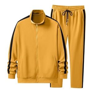 Conjunto de Chaqueta de Forro Polar con Cierre y Pantalones Deportivos Casuales para Hombre, Traje Deportivo Liso - Product Image 1