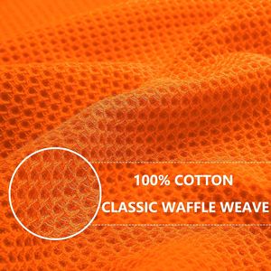 Ultra Soft 100% Cotton <b>Waffle</b> Weave Kitchen Dish <b>Towels</b> Quick Drying 12 X 12 Inches 6 Pack in Orange" - Product Image 4