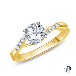 Bague de fiançailles en or 10K avec diamant de laboratoire, sertie pavé délicat et conique, vente en gros OEM, bijoux internationaux pour la vente au détail - Product Image 1