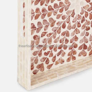 Plateau carré en nacre rose fabriqué à la main par ARTISAN CRAFT Produit d'artisanat naturel - Product Image 5