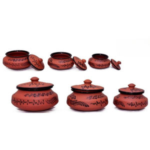 Juego de Vajilla Artesanal de Terracota Estilo Rústico con Patrón Escénico, Duradero, Reutilizable, Portátil, con Tapas Resistentes al Calor, en Stock - Product Image 1