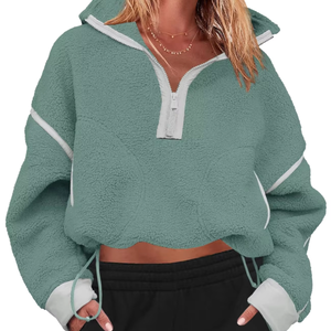 Sweat-shirt à capuche court unisexe tendance à manches longues, pull décontracté en molleton doux, coupe oversize, idéal pour la gym et l'entraînement - Product Image 1