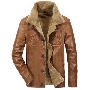 <b>Men</b> Sheepskin Leather <b>Jacket</b> Real Sherpa Style Winter Leather Fashion <b>Shearling</b> <b>Jacket</b> Boys New Brown Warm Fur Leather <b>Jacket</b> - Product Image 4